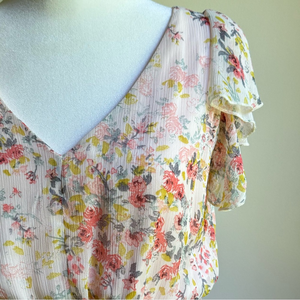 Charlotte Russell Floral Ruffle-Trim Maxi Dress Pink Size Small - Picture 2 of 6